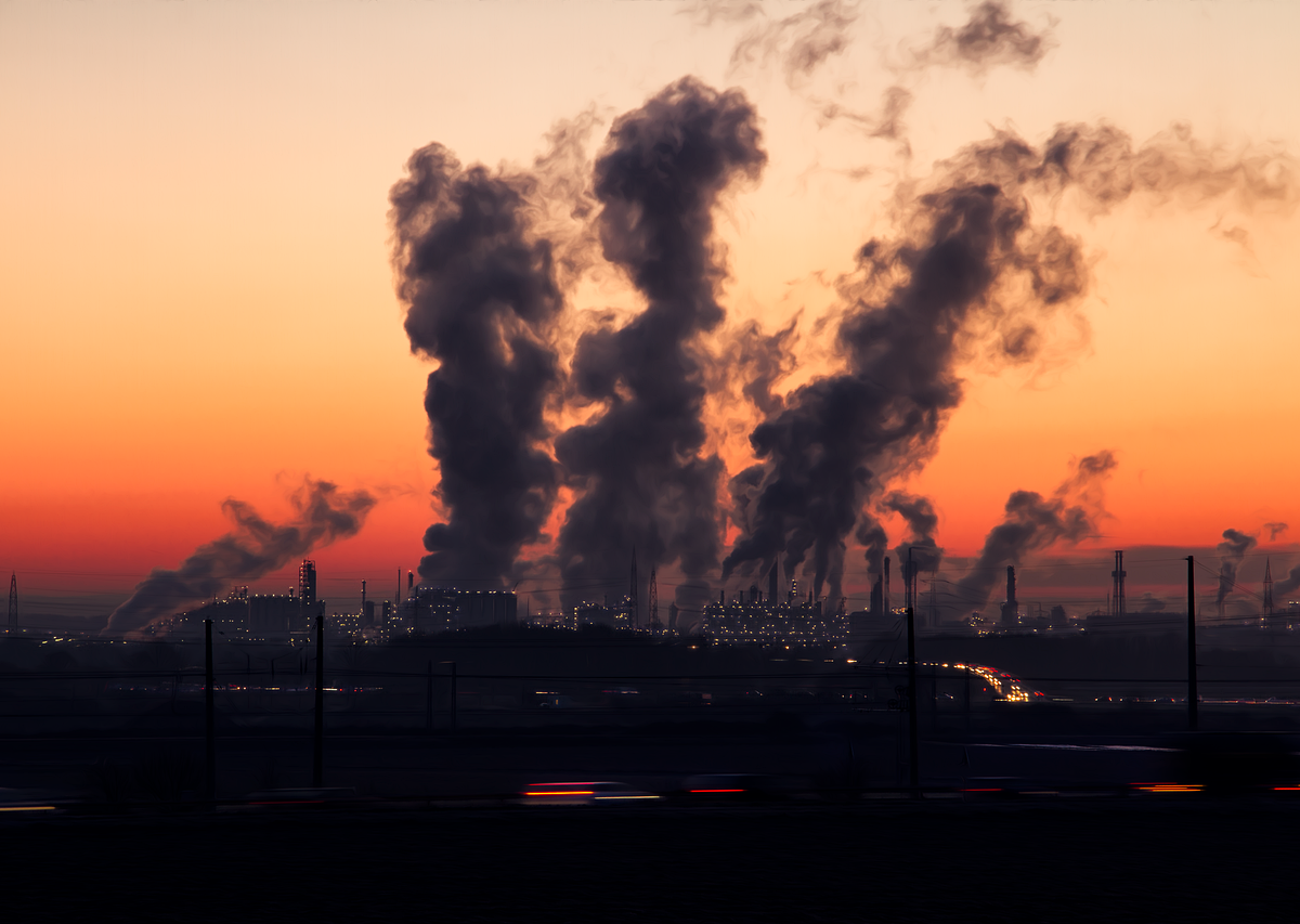 industry, sunset, pollution